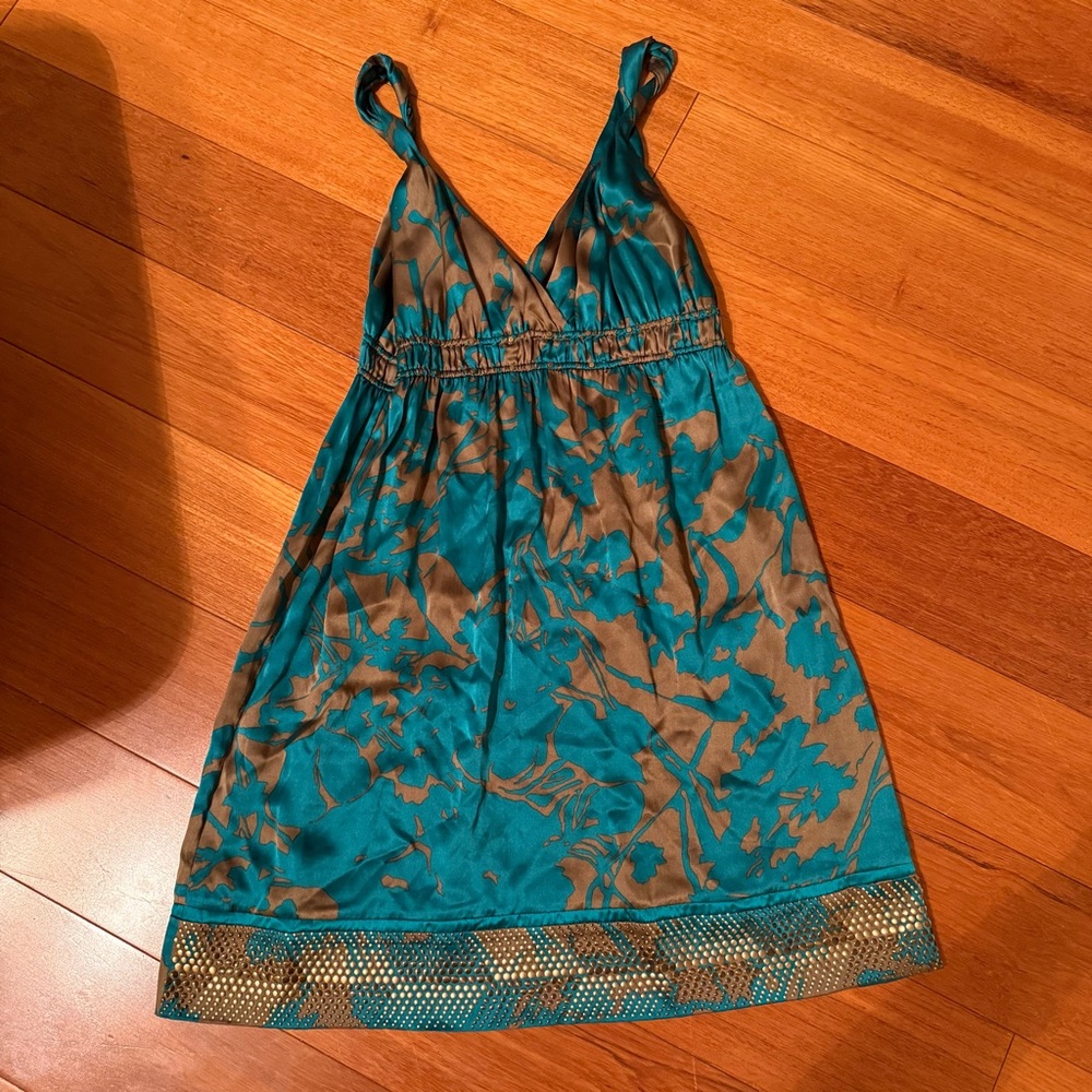 Hale Bob Teal and Brown Dress
